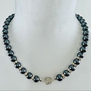 Faux Pearl with Rhinestone Details